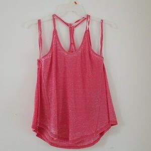 Vintage tee Exist distress pink marbled tank top, Size S